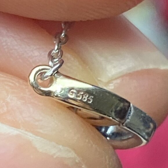 Real Pandora 14k Solid Gold & 925 Silver Double Heart Ring Pendant Chain Engagem - Picture 4 of 11